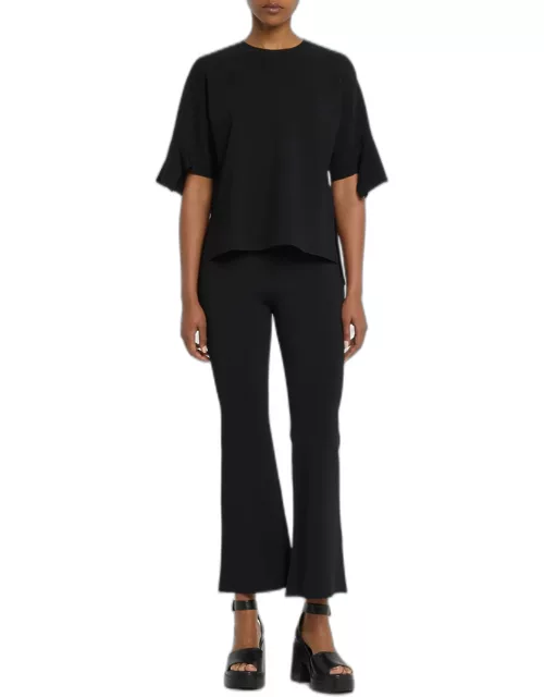 Compact Cropped Flare Knit Pant