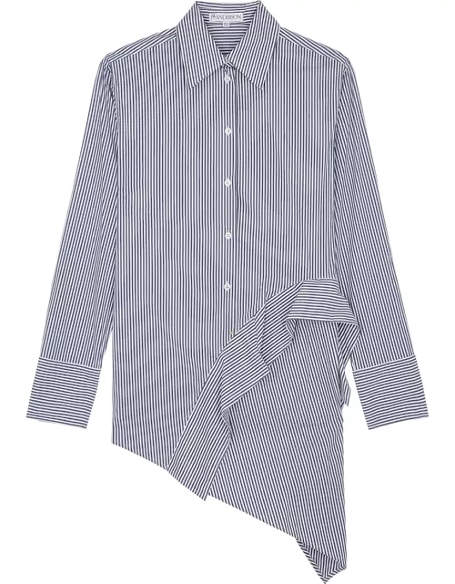 JW Anderson Striped Draped Stretch-cotton Shirt Dress - Blue And White
