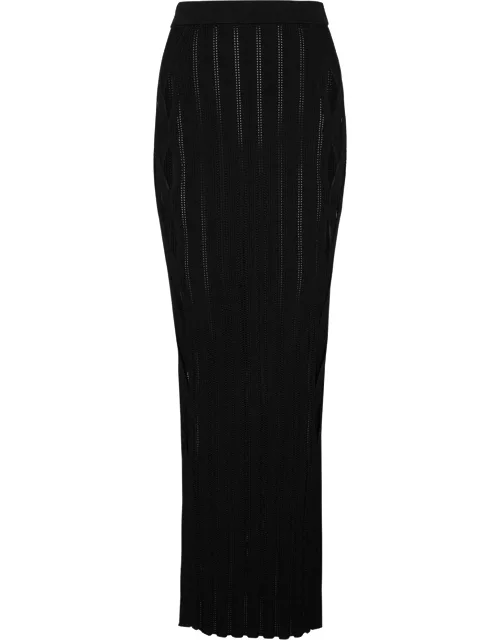 Dion Lee Snakeskin Cut-out Stretch-knit Maxi Skirt - Black