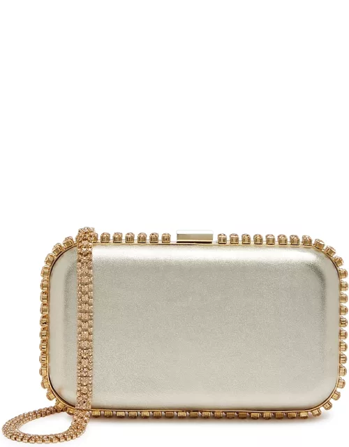 Rosantica Clio Crystal-embellished Leather Clutch - Gold