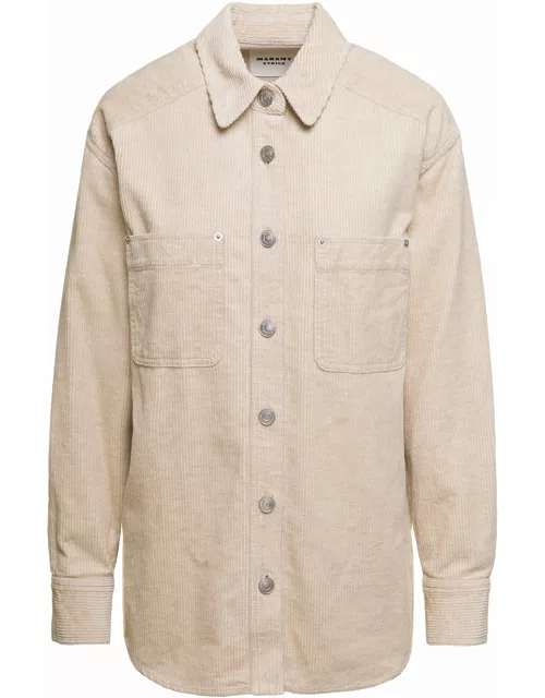 Marant Étoile randal Beige Jacket With Patch Pockets And Branded Buttons In Corduroy Woman