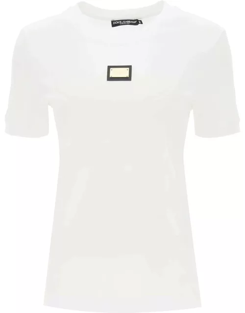 Dolce & Gabbana T-shirt With Logoed Metal Plaque