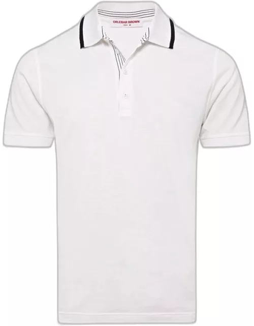 Dominic - White Tipping Collar Knit Polo Shirt