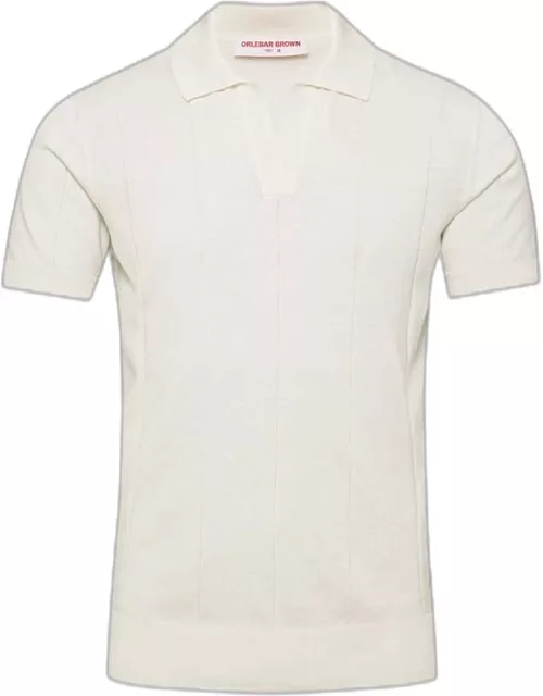 Horton Cotton Silk - White Sand Tailored Fit Silk-Cotton Polo Shirt
