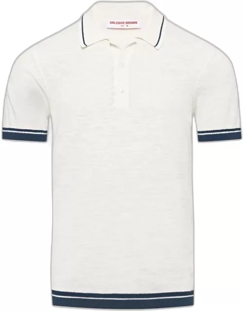 Maranon Cotton Linen - White Sand Tailored Fit Cotton-Linen Polo Shirt