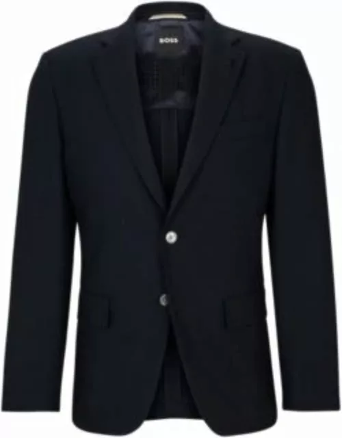 Slim-fit jacket in herringbone cotton and virgin wool- Dark Blue Men's Sport Coat