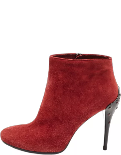 Tod's Burgundy Suede Zip Ankle Boot