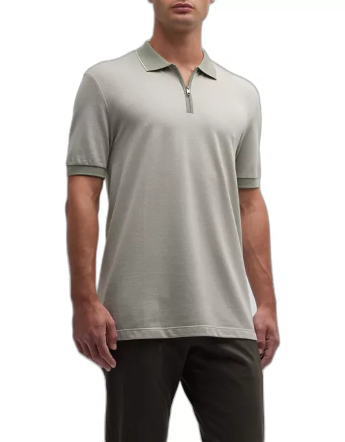 Men's Cotton-Silk Quarter-Zip Polo Shirt