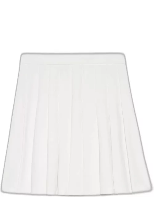 Cotton-Blend Piqué Pleated Mini Skirt
