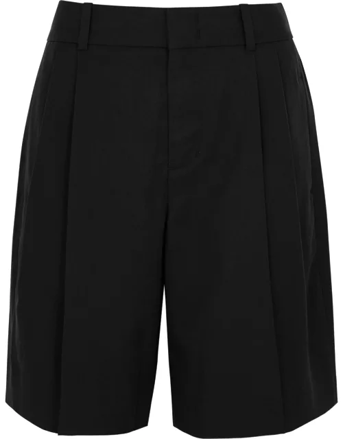 Vince Pleated Washed Twill Shorts - Black