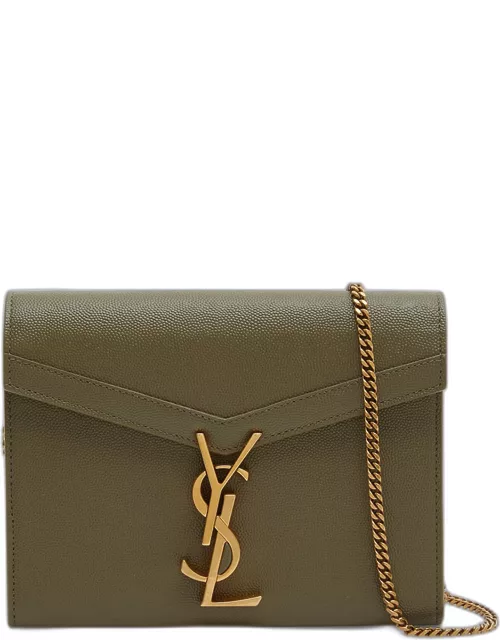 Cassandra Mini YSL Wallet on Chain in Grained Leather