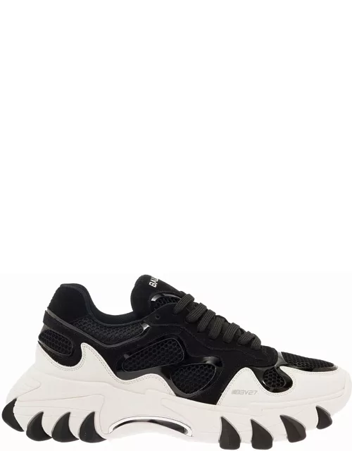 Balmain Black And White b-east Sneaker With Contrast Detail In Suede And Mesh Man