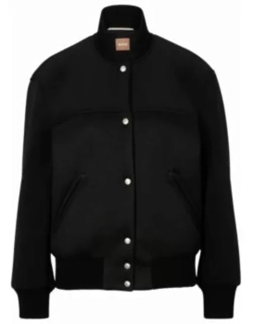 Stretch-cotton single-jersey jacket with ribbed trims- Black Women's Casual Jacket