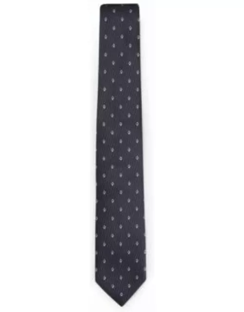Silk-jacquard tie with detailed pattern- Dark Blue Men's Tie