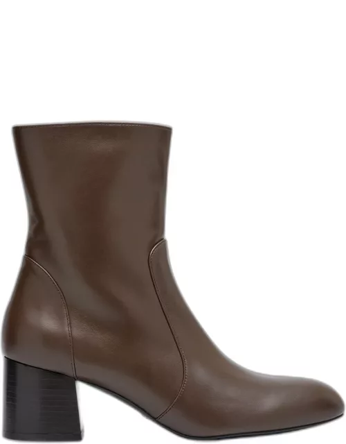 Leather Zip Ankle Bootie