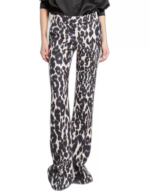 Flared Leopard Print Trouser