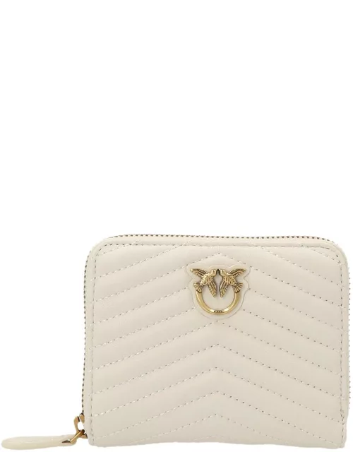 Pinko Logo Plaque Quilted Zipped Wallet