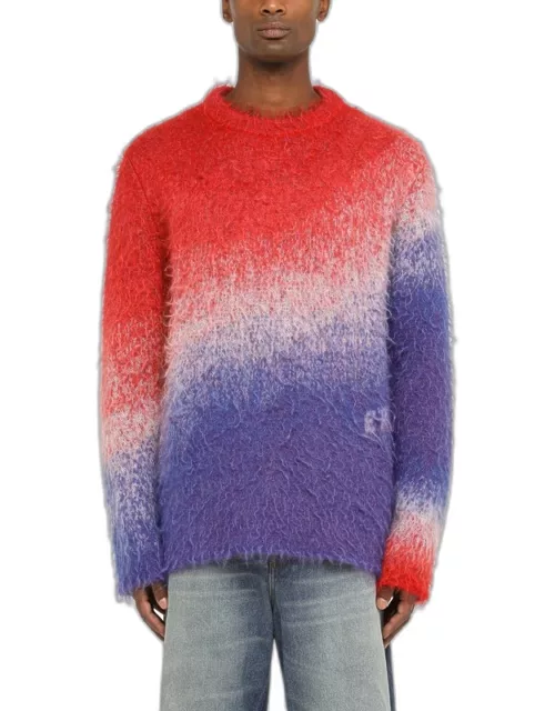 Blue/red shaded crew-neck jumper