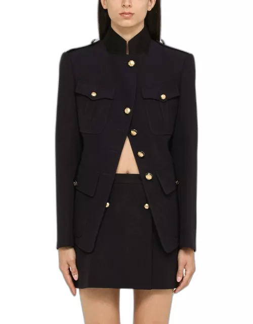 Single-breasted navy wool jacket