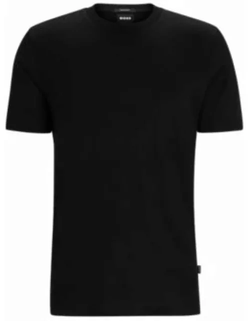 Mercerised-cotton T-shirt with large jacquard-woven monograms- Black Men's T-Shirt
