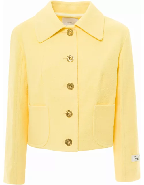 Patou Yellow Jacket With Branded Buttons In Cotton Blend Tweed Woman
