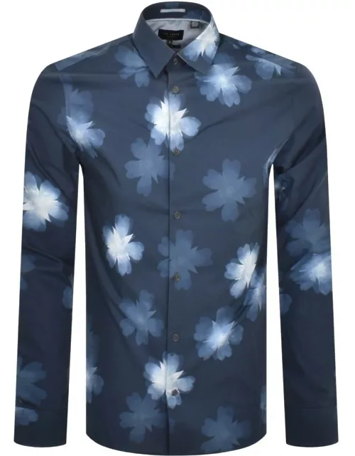 Ted Baker Cabra Floral Long Sleeve Shirt Navy