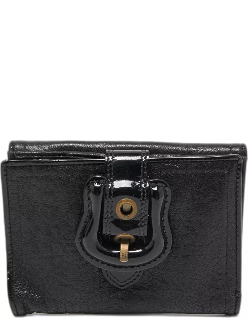 Fendi Black Leather and Patent Leather B Wallet