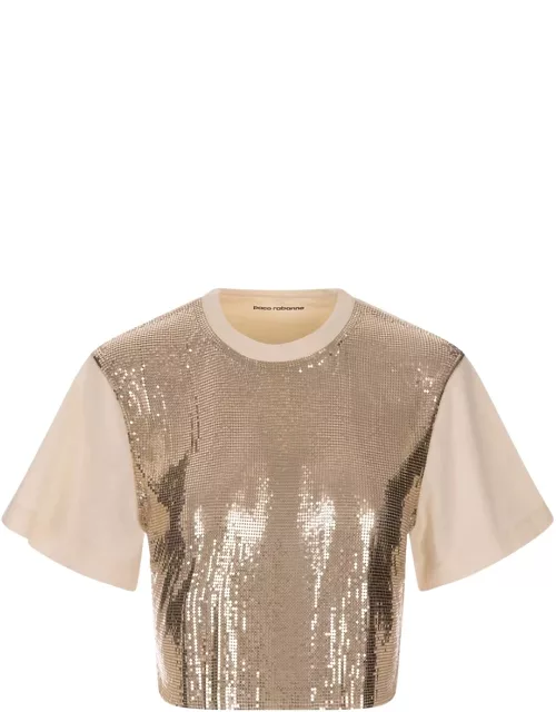 Paco Rabanne Nude Top In Shiny Mix-mesh