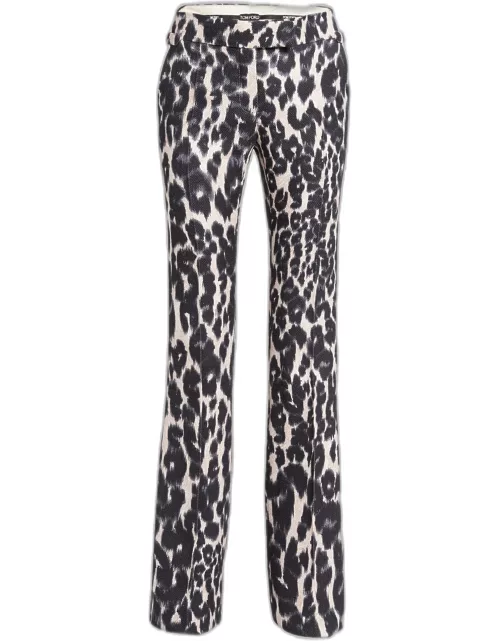 Flared Leopard Print Trouser