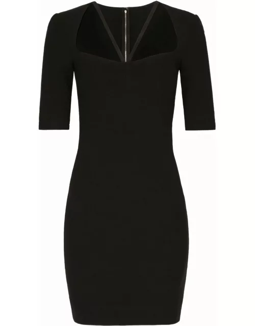 Black short dress with three quarter length sleeve