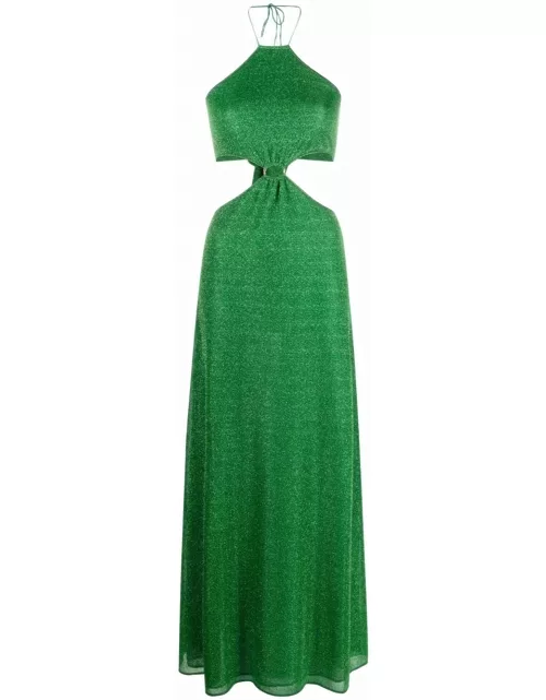 Lumièrie green long dress with cut-out