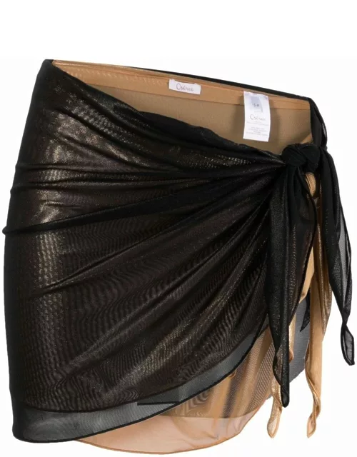 Black and gold layered cover-up skirt