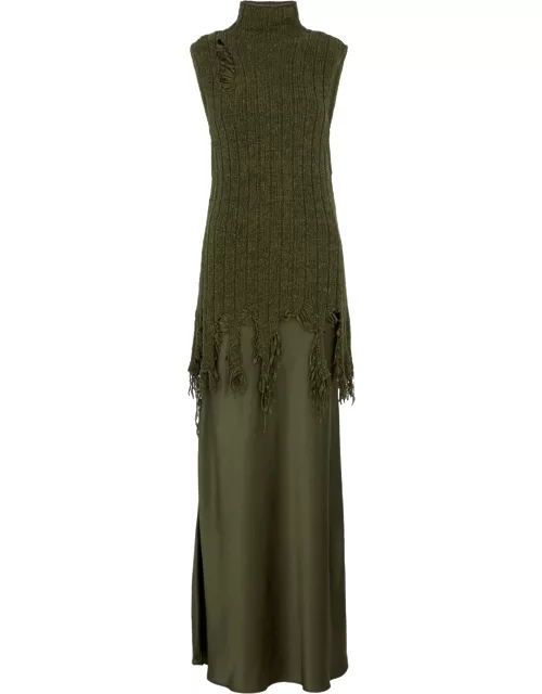 Christopher Esber Relica Layered Silk-satin Maxi Dress - Dark Green
