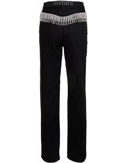 Rotate by Birger Christensen Black High-waist Jeans With Jewel Detail At The Back In Cotton Woman