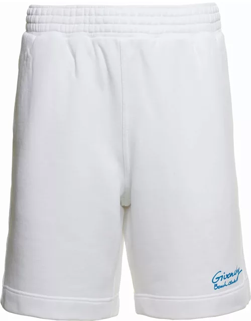 Givenchy la Plage White Shorts With Logo Print In Cotton Man