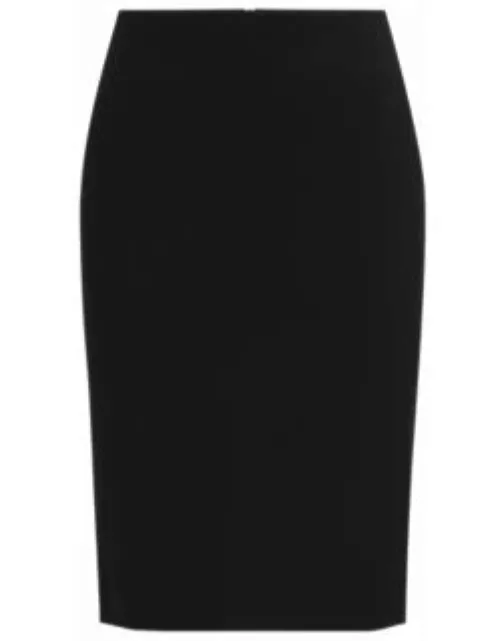 Slim-fit pencil skirt in virgin wool- Black Women's Pencil Skirt