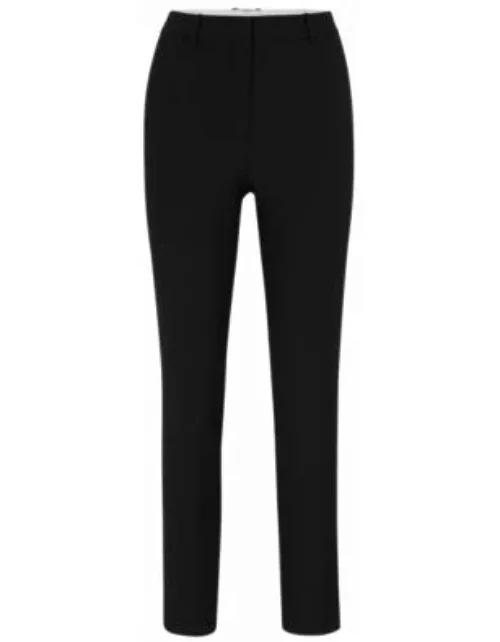 Regular-fit cropped trousers in wool- Black Women's Formal Pant