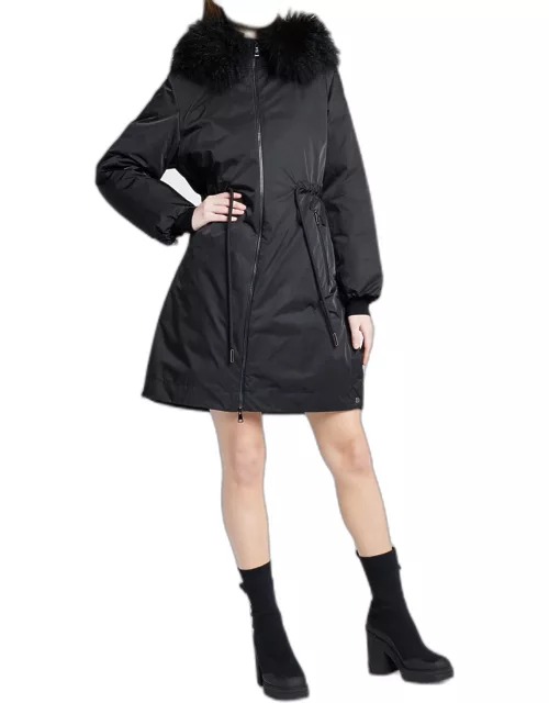 Durbec Long Parka Jacket with Shearling Collar