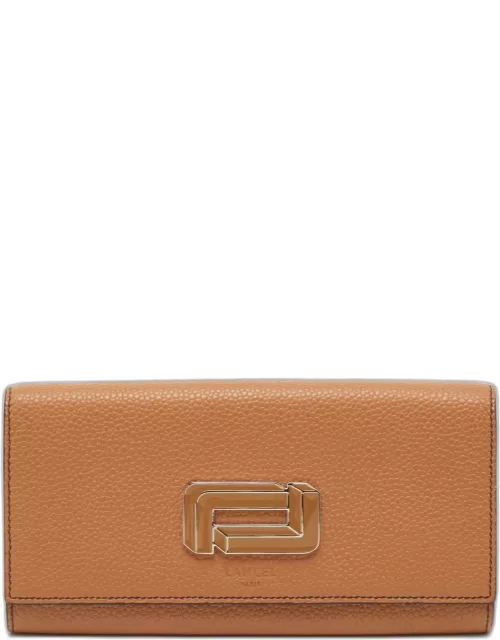 Lancel Brown Leather Flap Continental Wallet