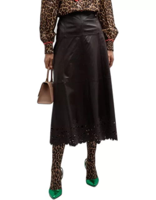 Leather Cutout Midi Skirt
