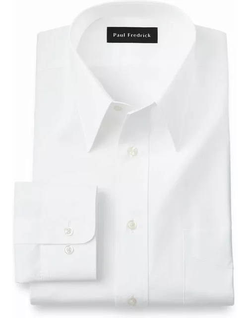Pure Cotton Broadcloth Solid Color Edge-stitched Straight Collar Dress Shirt