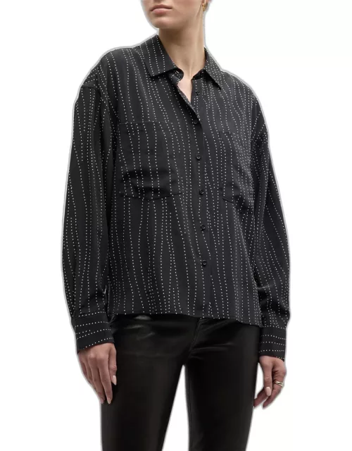 Zefiro Embellished Silk Button-Front Shirt
