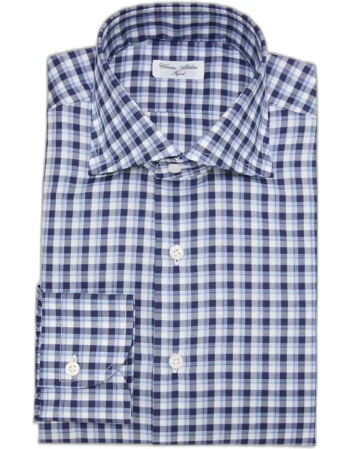 Men's Macro-Check Cotton Dress Shirt