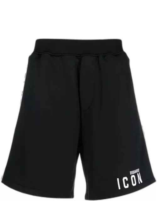 Black sports shorts with Icon print