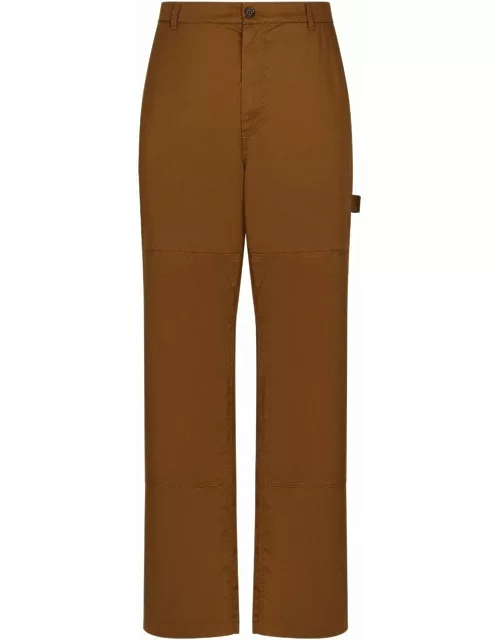 Straight brown trousers with appliqué
