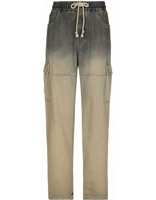 Beige jeans with drawstring