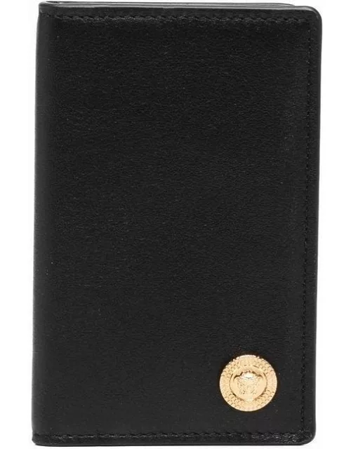 Black bi-fold leather wallet