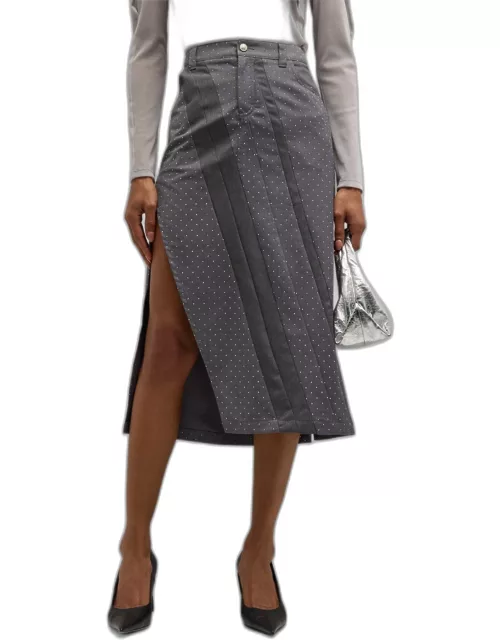 Paneled A-Line Midi Skirt