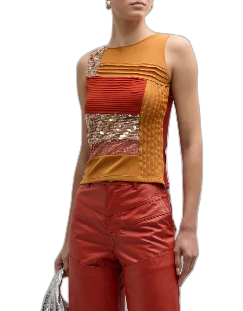 Patchwork Cropped Tank Top