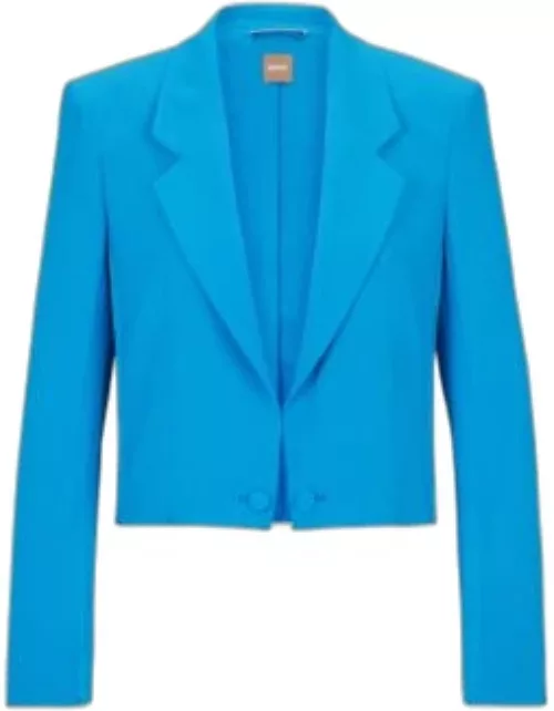 Cropped slim-fit jacket with link closure- Blue Women's Cropped Jacket